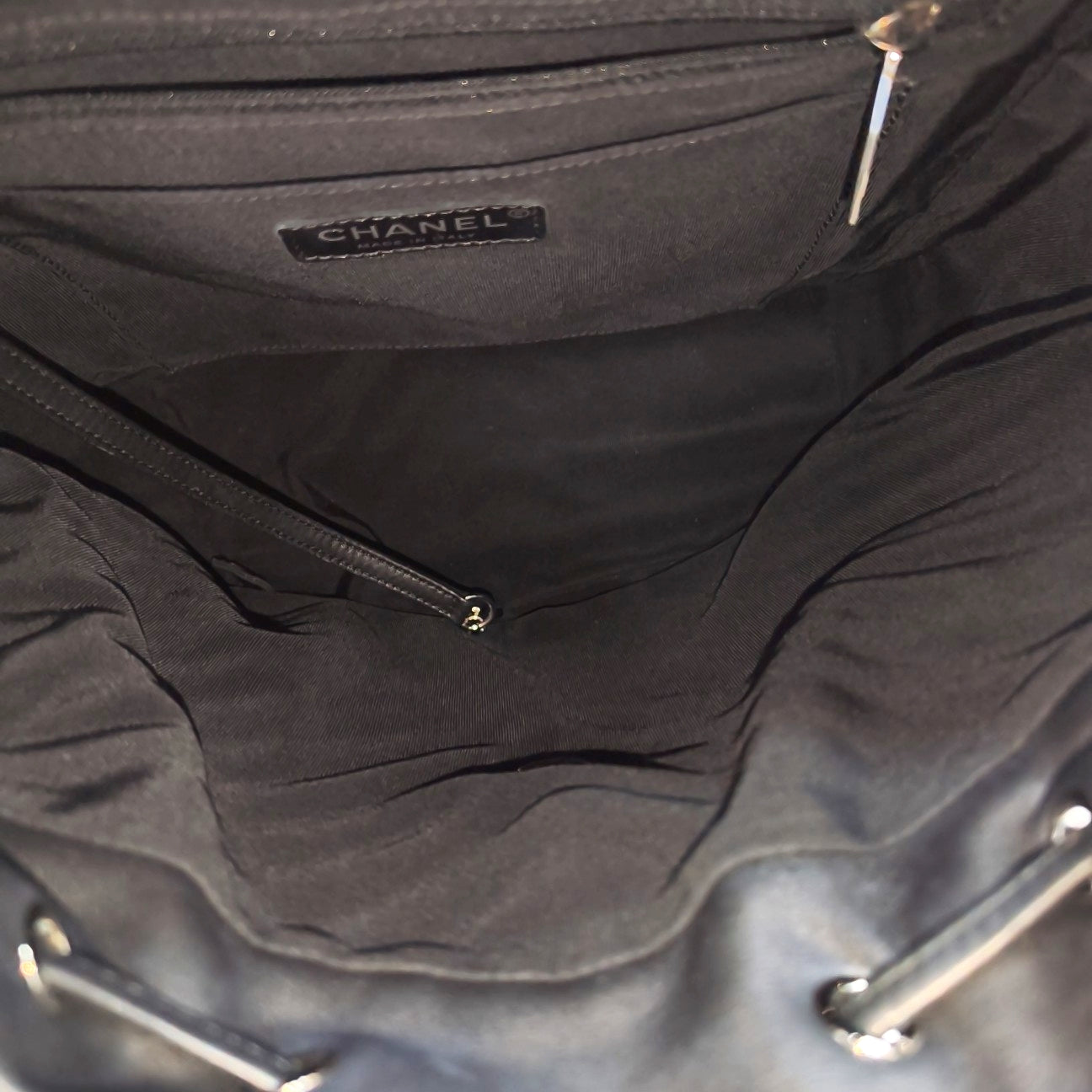 Chevron Calfskin Backpack Black