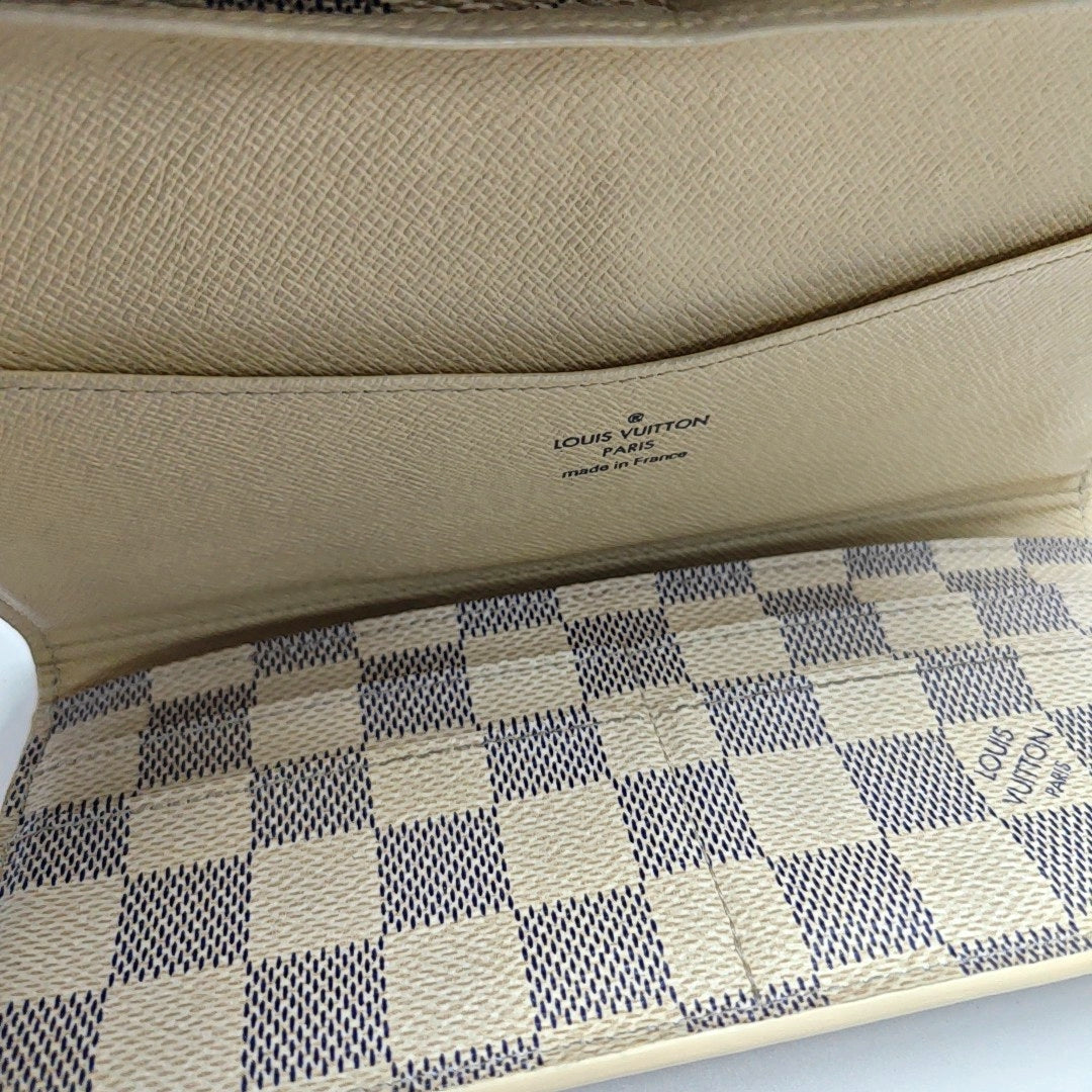 SARAH Damier Azur Coated Canvas White Wallet
