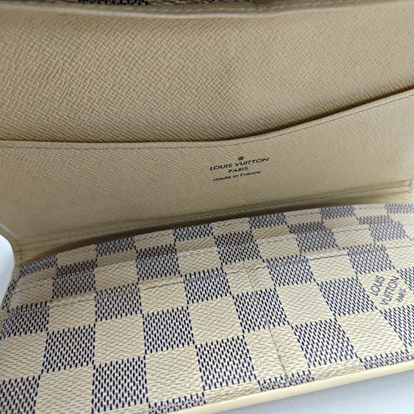 SARAH Damier Azur Coated Canvas White Wallet