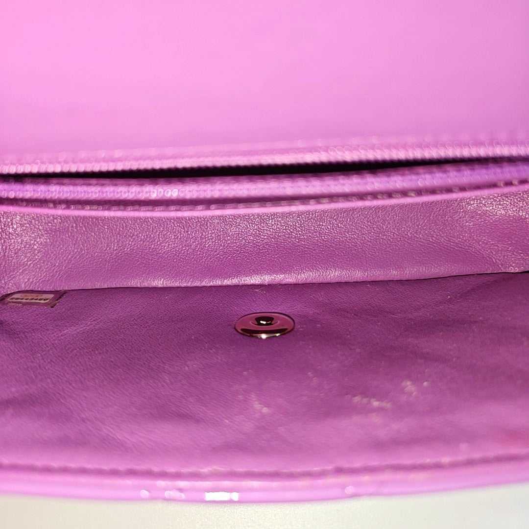 CLASSIC FLAP Mini Quilted Patent Leather Purple