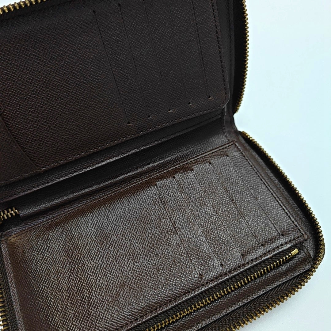 ZIPPY Damier Ebene Coated Canvas Brown Wallet