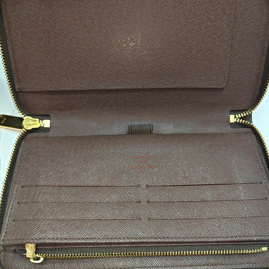 ZIPPY Damier Ebene Coated Canvas Brown Wallet