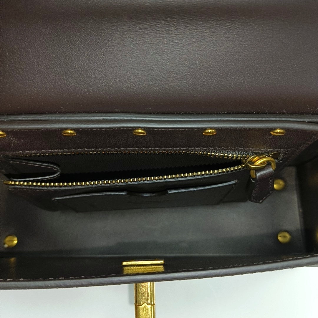 Coated Canvas Shoulder Bag Brown