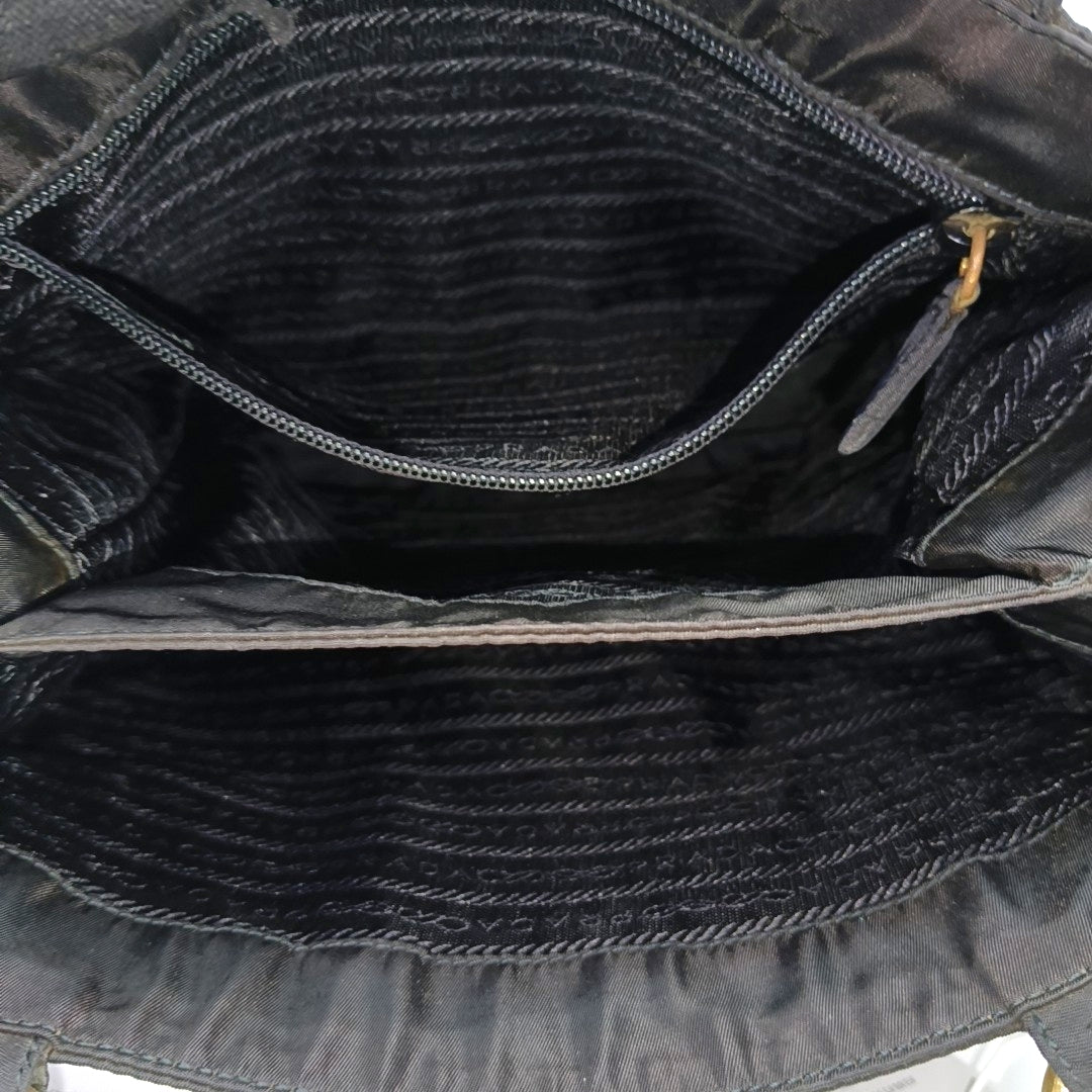 Nylon Top Handle Bag Black