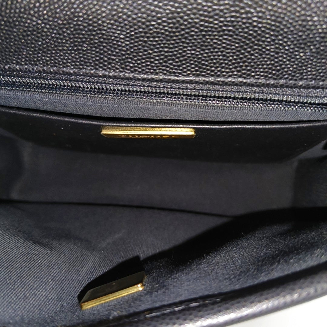 Quilted Grained Calfskin Backpack Black