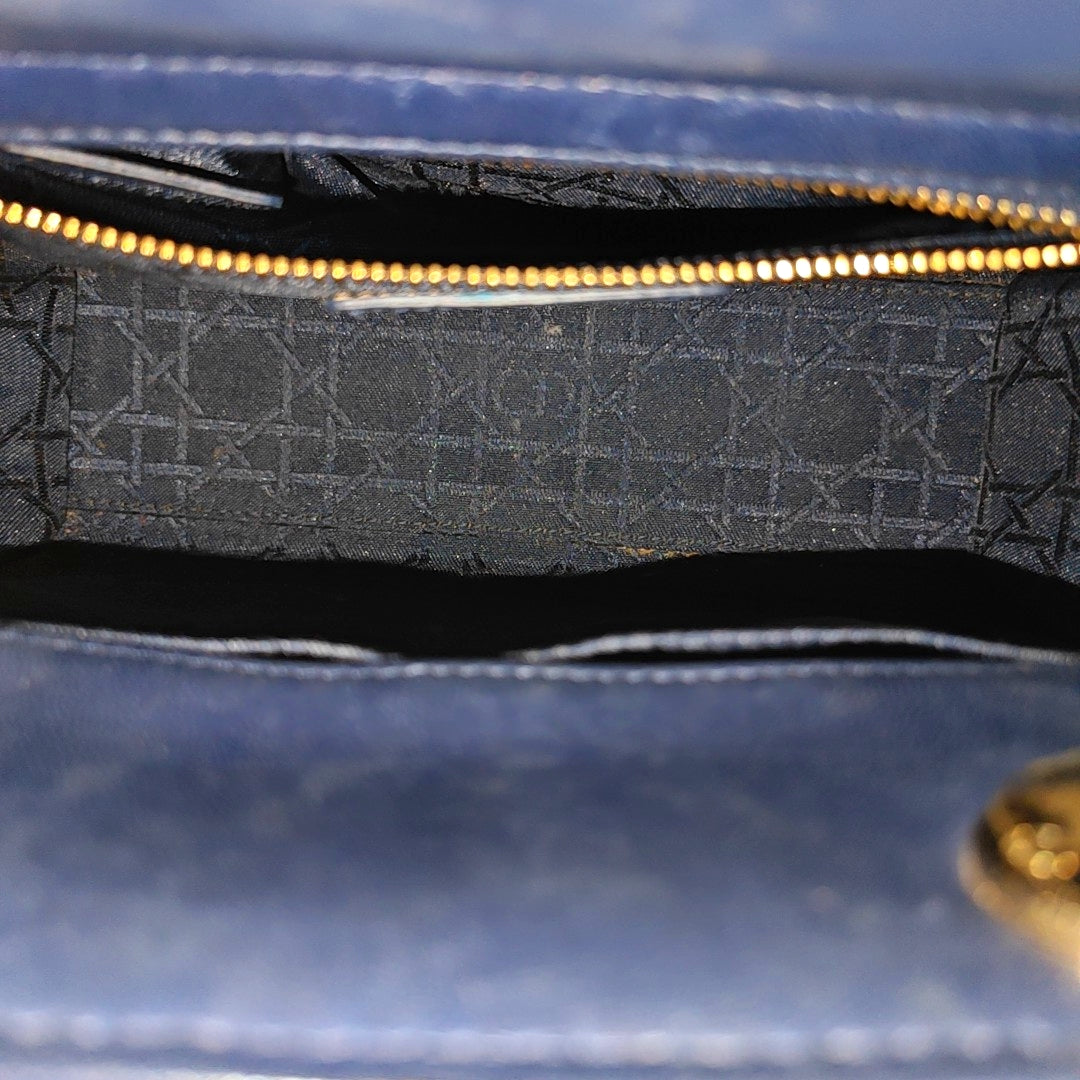 Authenticated pre-owned  Lady Dior Small Cannage Lambskin Blue - Tote Bag at Looply