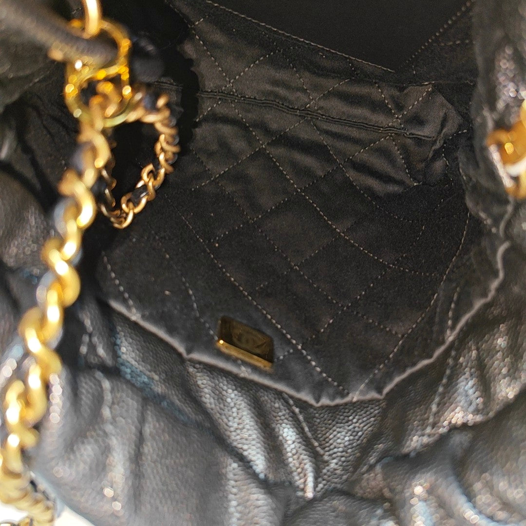 CHANEL 22 Mini Quilted Grained Calfskin Black