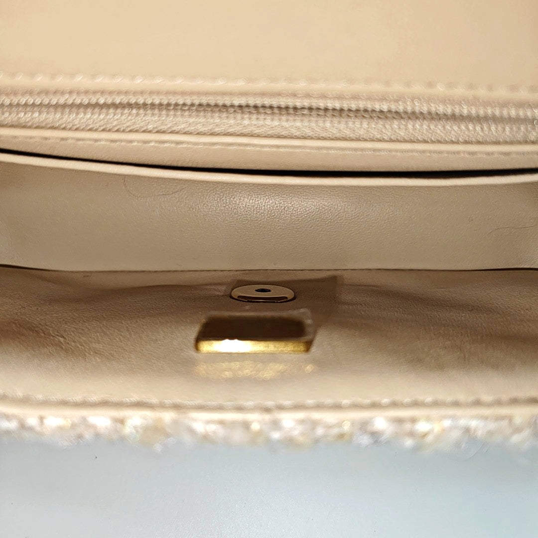 CLASSIC FLAP Mini Quilted Wool Beige