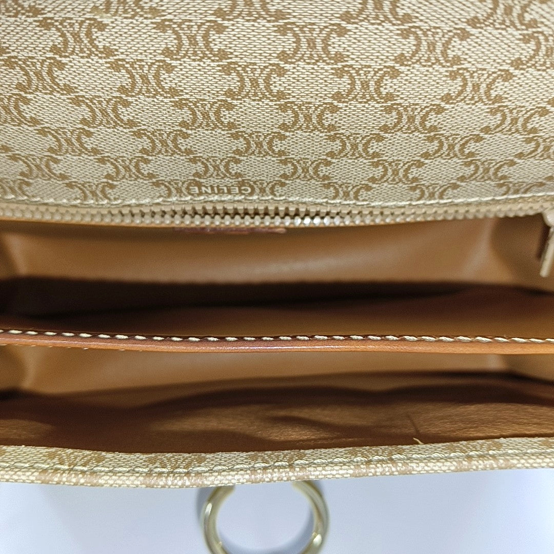 Coated Canvas Shoulder Bag Beige