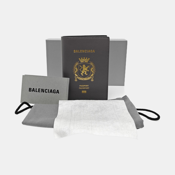Calfskin Passport Holder Gray