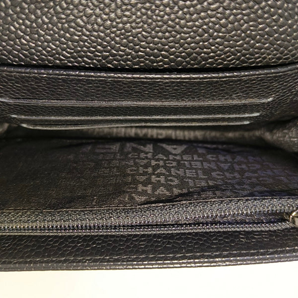 Quilted Grained Calfskin Wallet Black