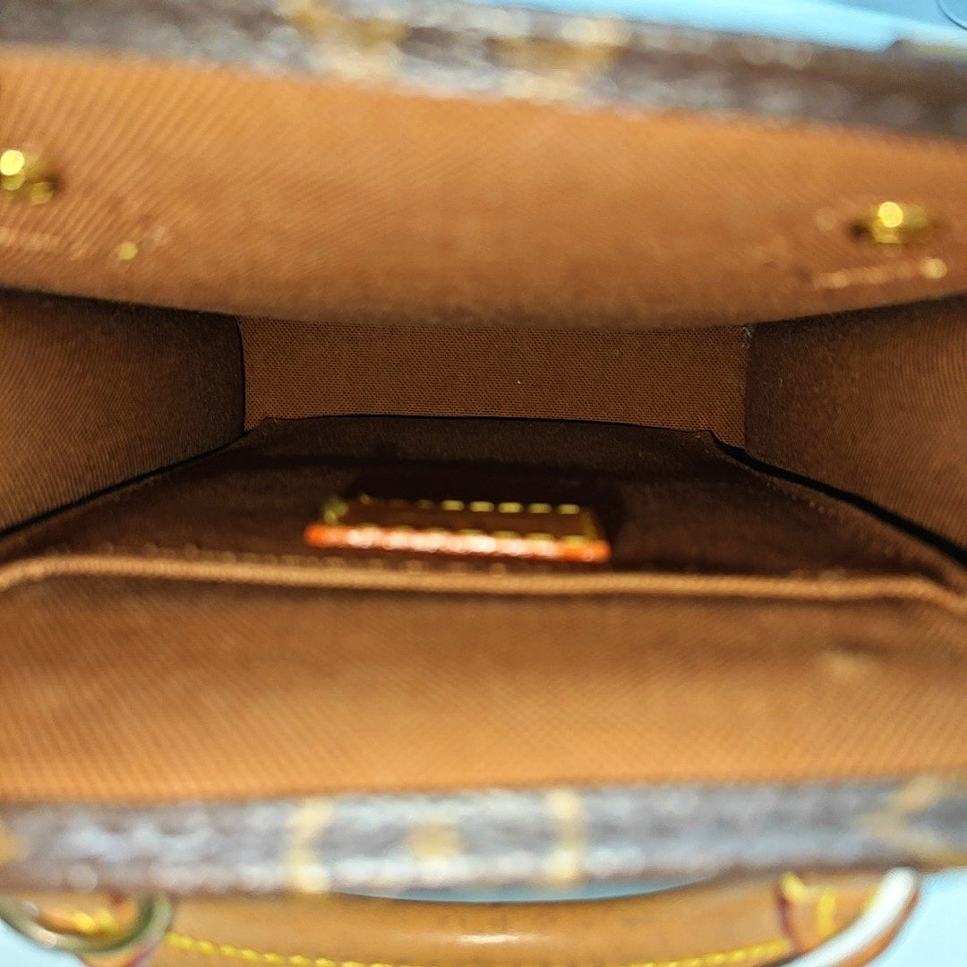 SAC PLAT Mini Monogram Coated Canvas Brown