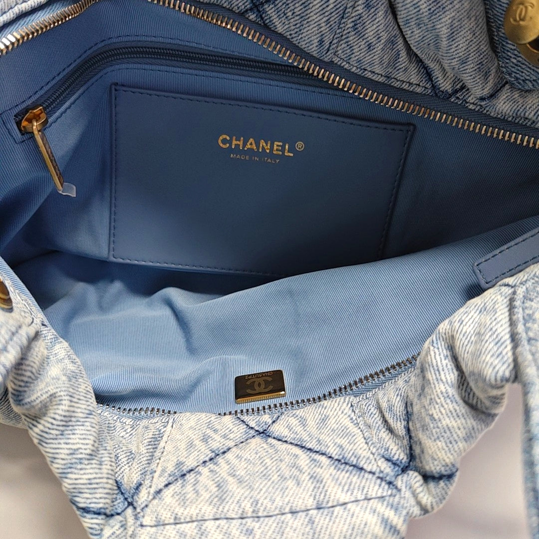 Quilted Denim Shoulder Bag Blue