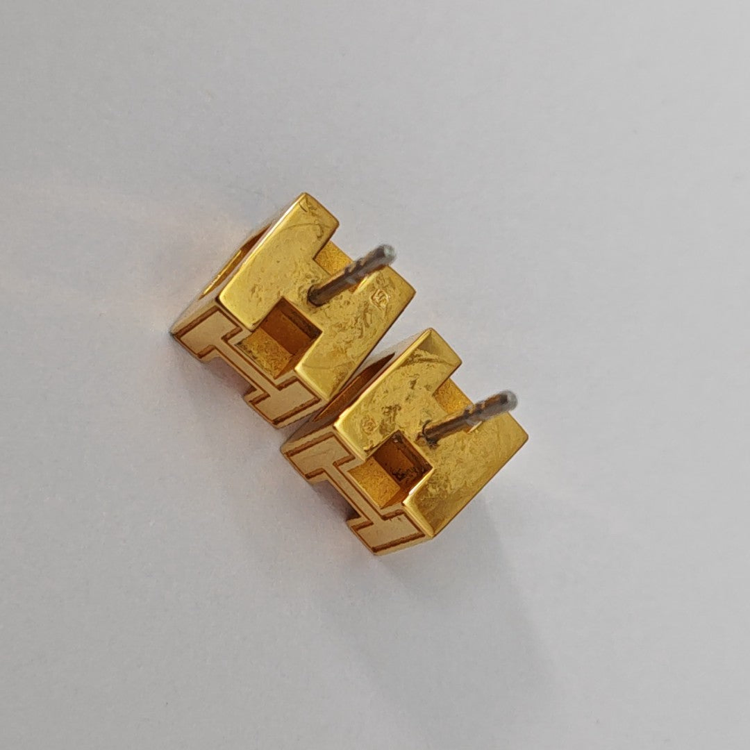 Cage D'h Metal Gold Stud Earrings