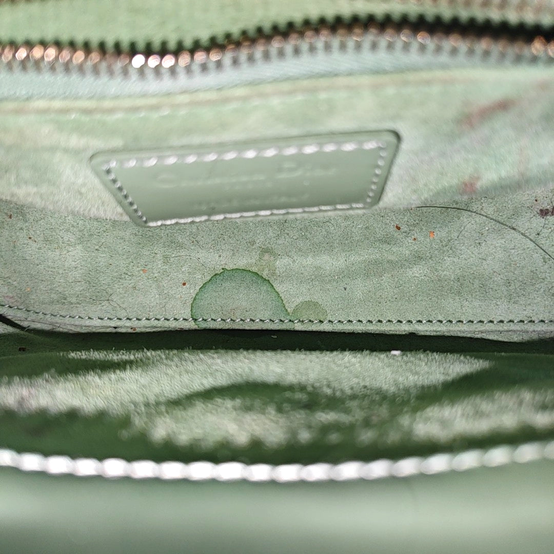 Lady Dior Mini Cannage Patent Leather Green