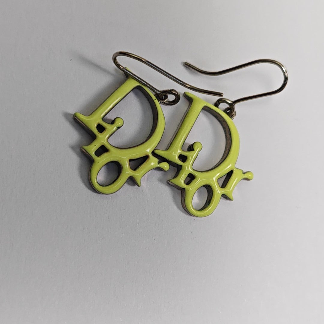 Dior Oblique Metal Green Stud Earrings