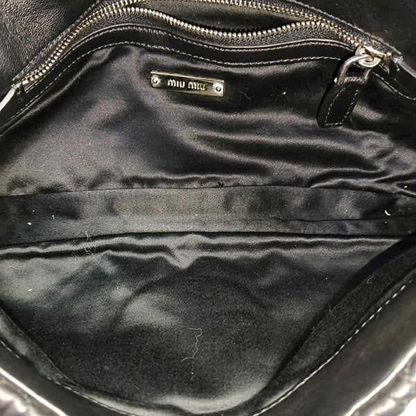 Quilted Lambskin Top Handle Bag Black
