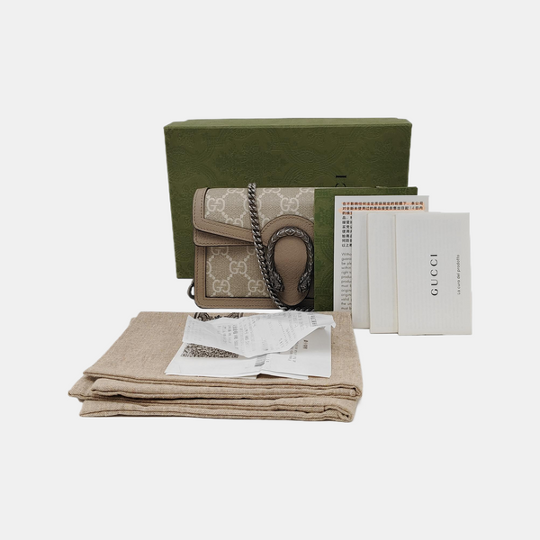 Dionysus Super Mini Monogram Coated Canvas Beige