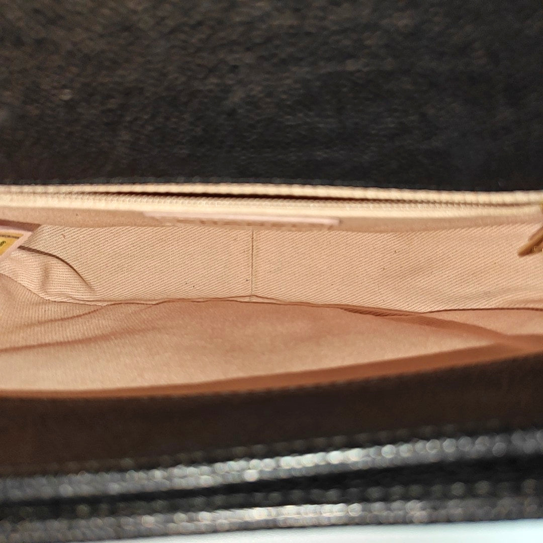 Quilted Grained Calfskin Shoulder Bag Black
