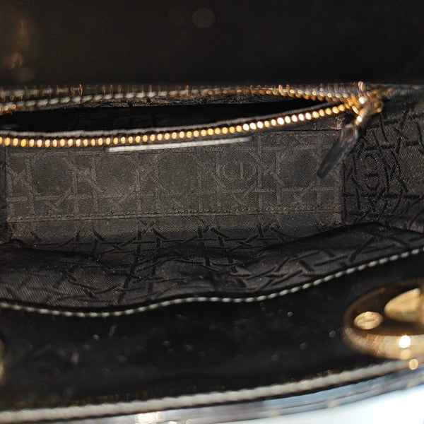 Lady Dior Mini Quilted Patent Leather Black