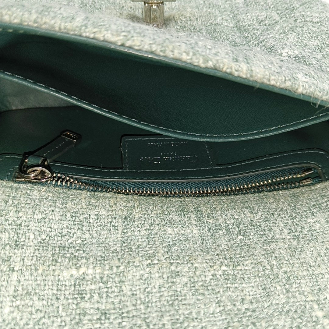Dior Caro Small Cannage Fabric Green