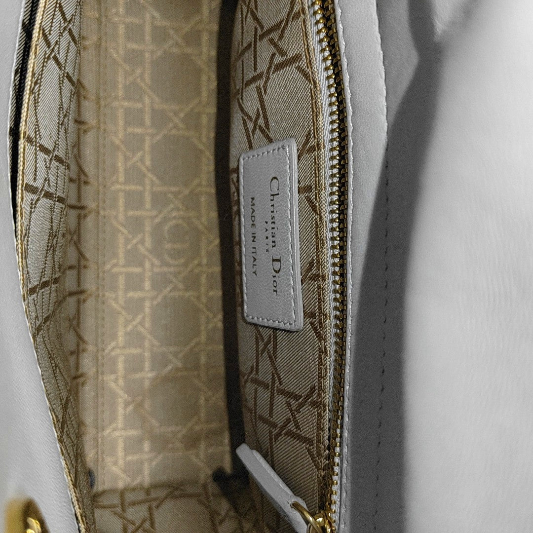 Lady Dior Small Cannage Lambskin Gray