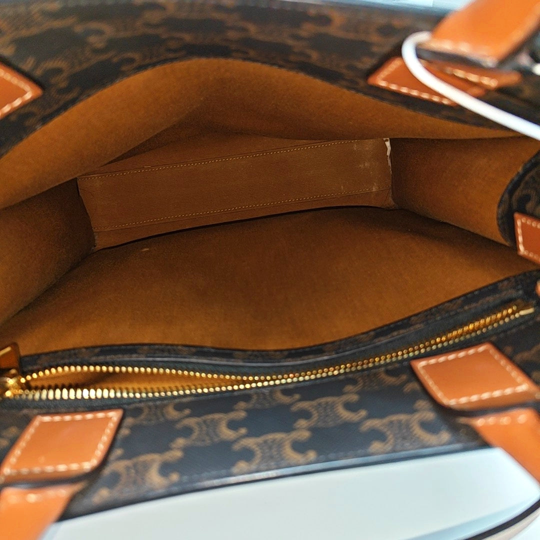 CABAS CELINE Small Coated Canvas Brown