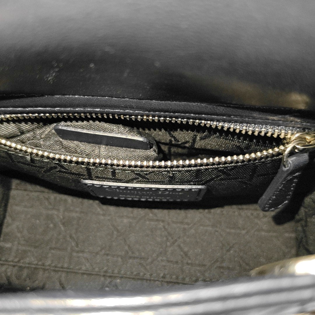Authenticated pre-owned  Lady Dior Mini Quilted Lambskin Black - Tote Bag at Looply