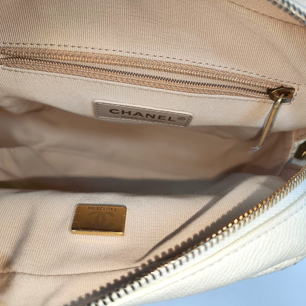 Quilted Grained Calfskin Backpack White