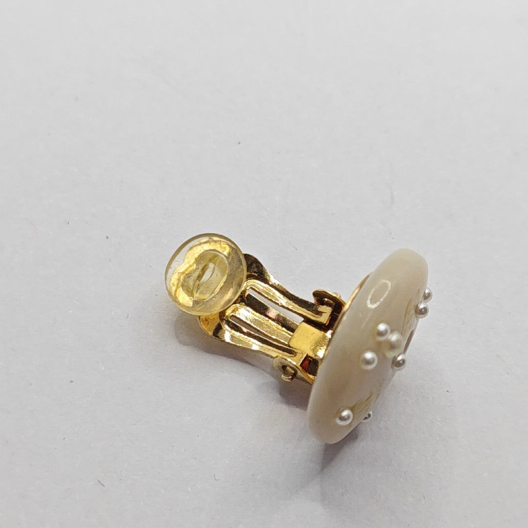 Metal White Clip On Earrings