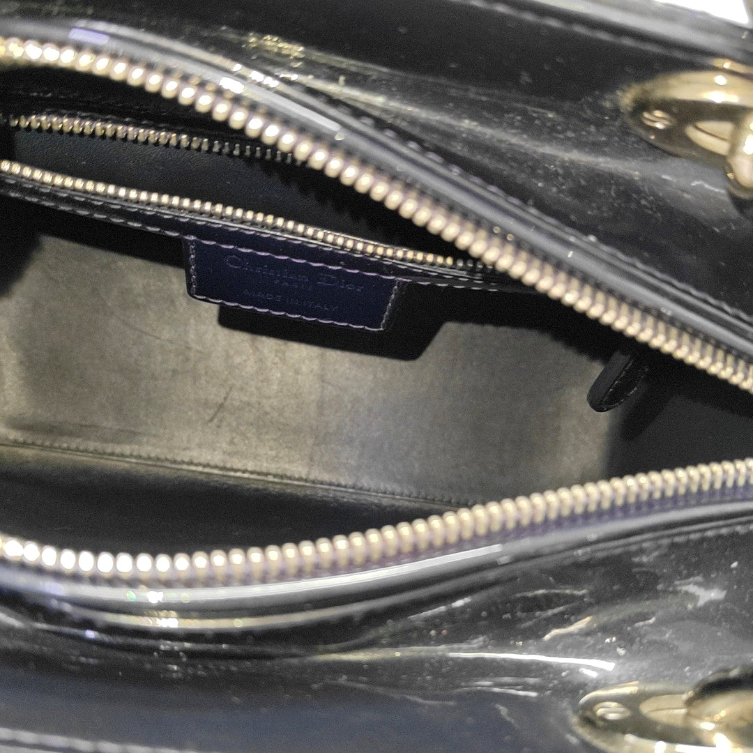 Lady Dior Medium Cannage Patent Leather Purple