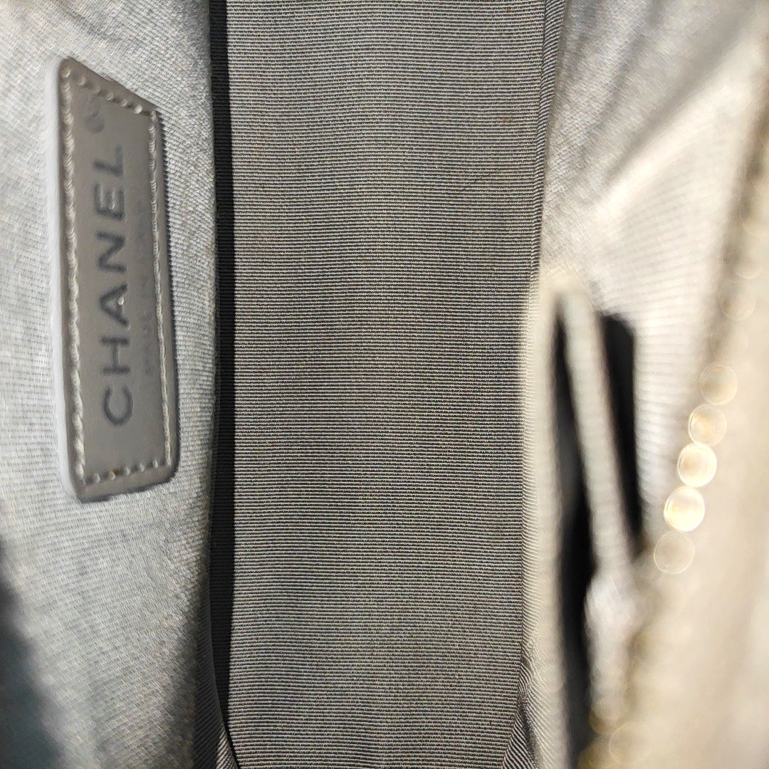 GABRIELLE Small Chevron Calfskin Gray
