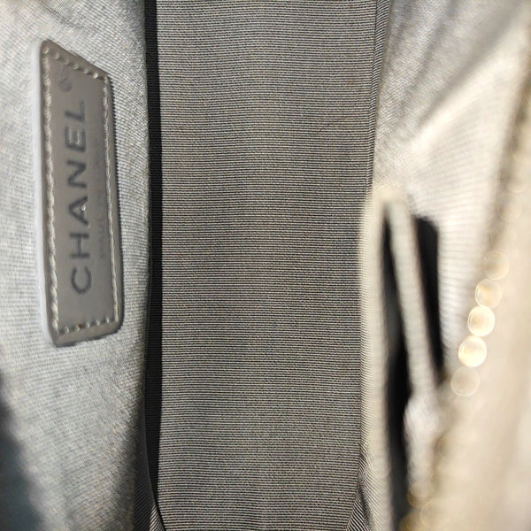 GABRIELLE Small Chevron Calfskin Gray