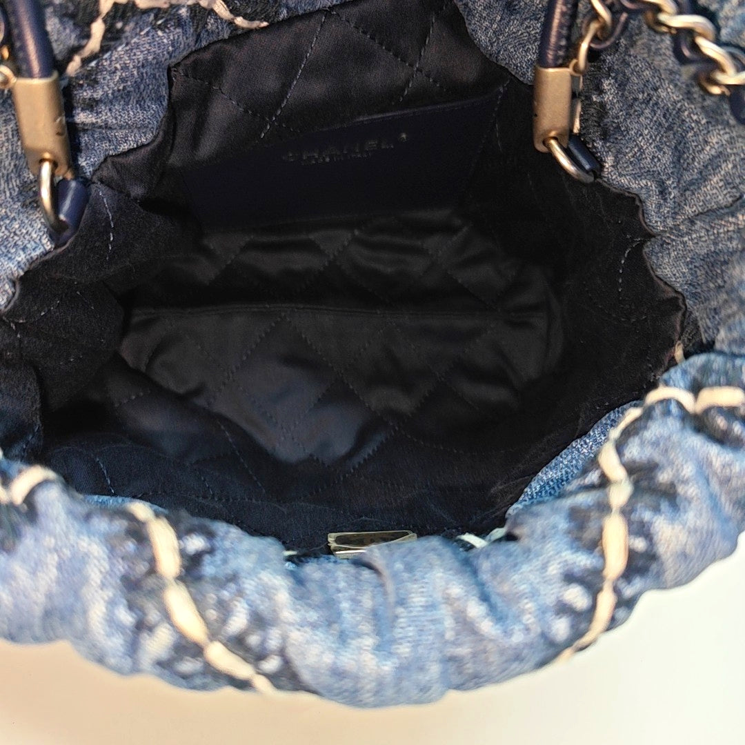 CHANEL 22 Mini Quilted Denim Blue