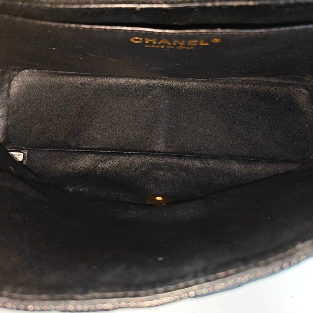 Large Quilted Grained Calfskin Black