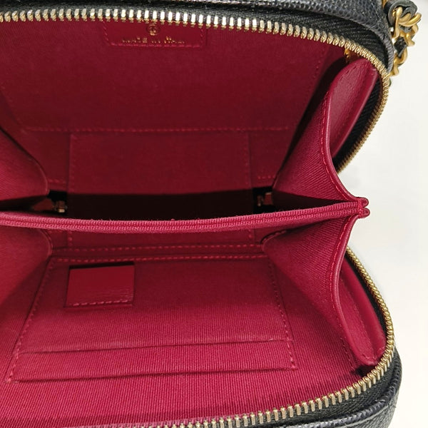 Quilted Grained Calfskin Shoulder Bag Black