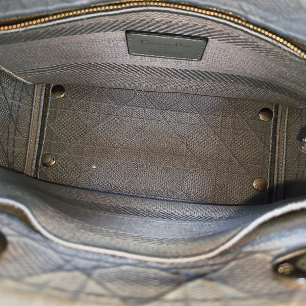 Lady D-Lite Medium Cannage Canvas Gray