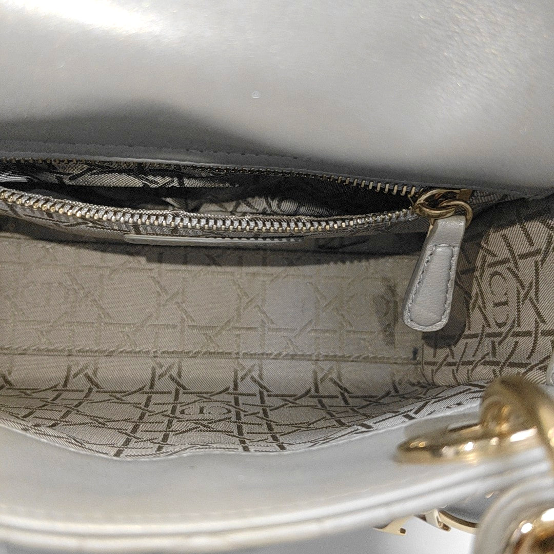 Lady Dior Mini Cannage Lambskin Gray