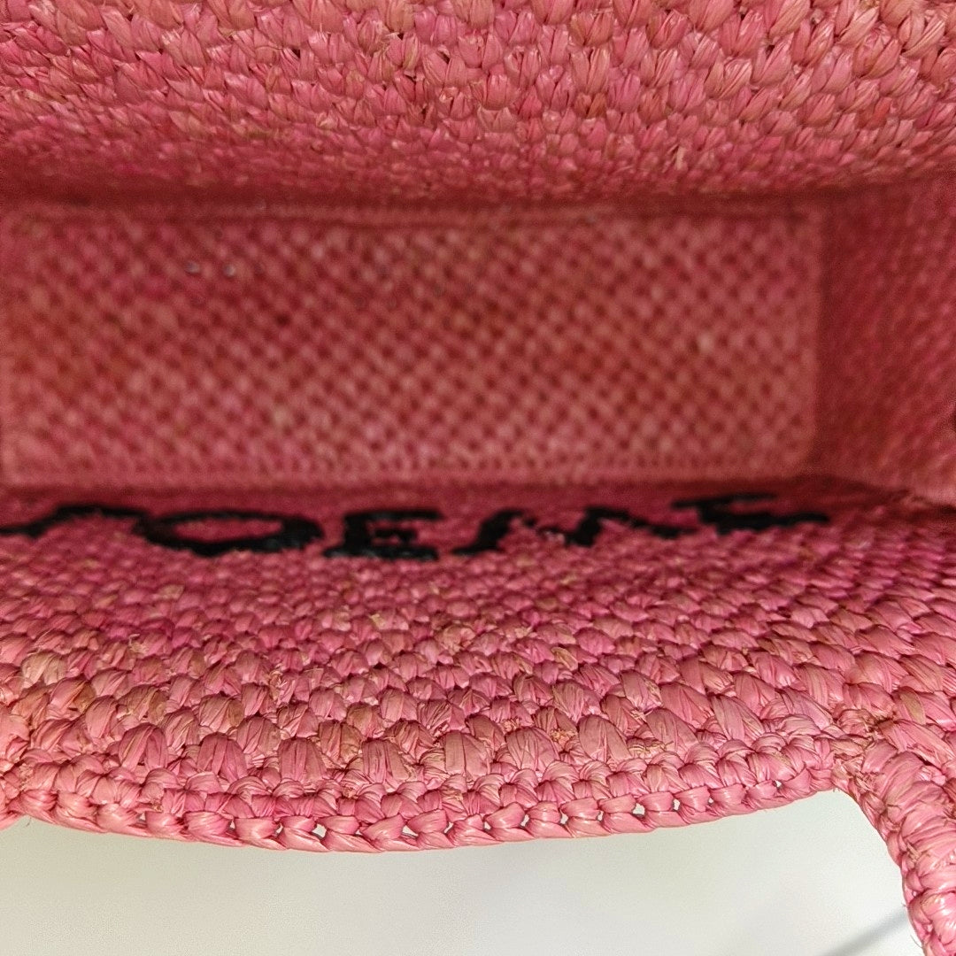 Font Tote Straw Pink