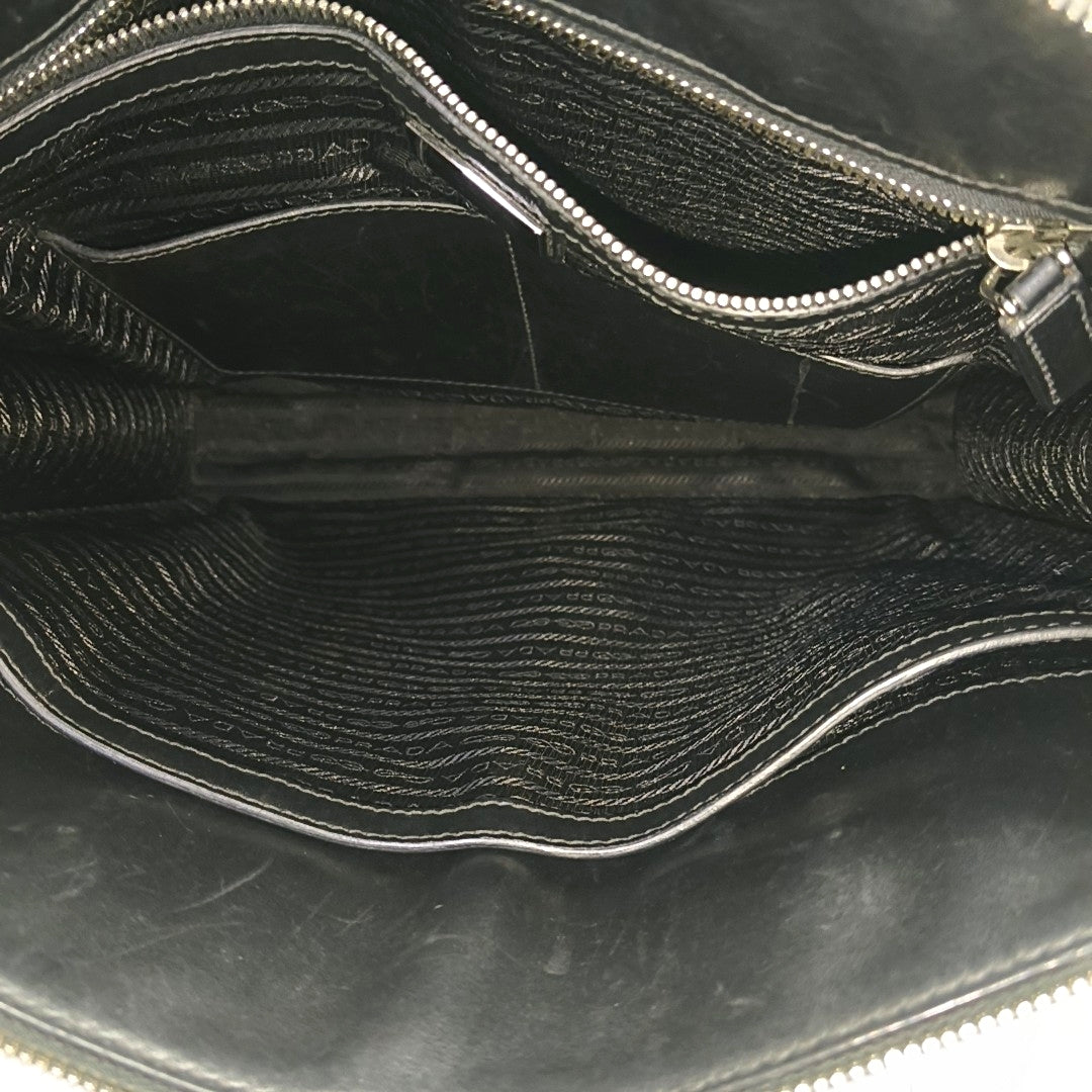 Saffiano Calfskin Top Handle Bag Black