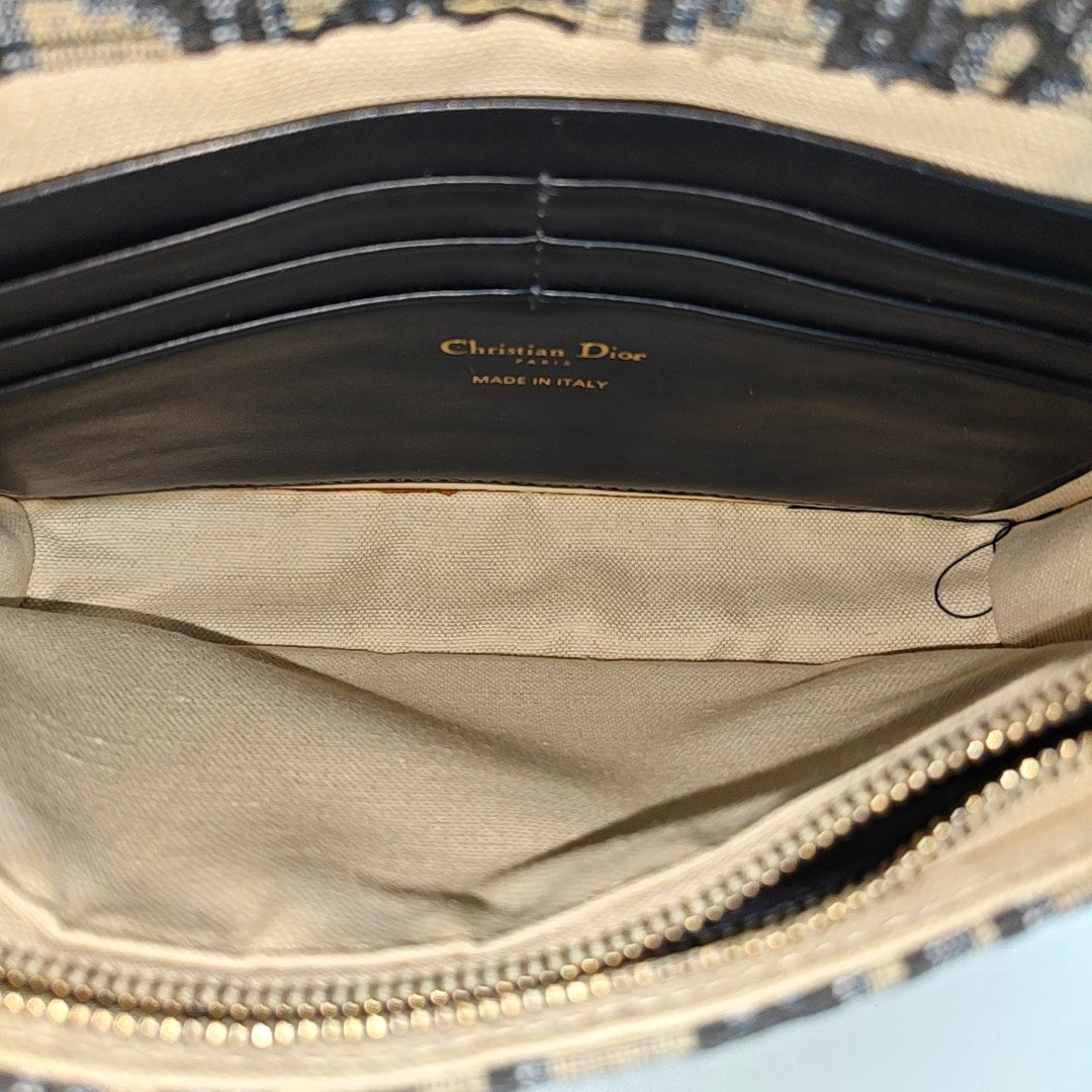 Authenticated pre-owned  Saddle Medium Oblique Canvas Blue - Shoulder Bag at Looply