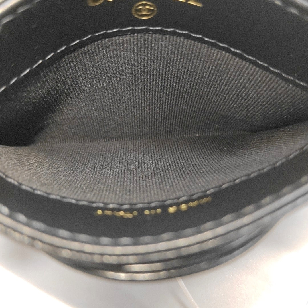 Quilted Lambskin Card Holder Black