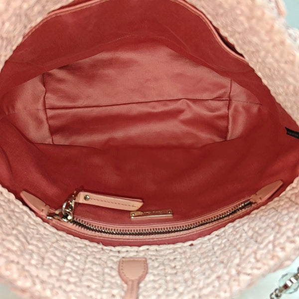 Straw Bucket Bag Pink