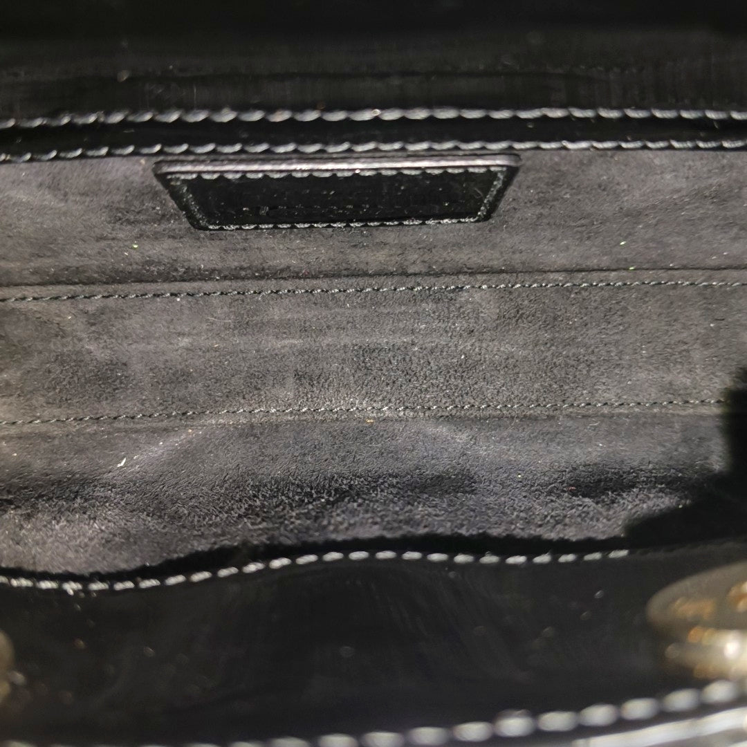 Lady Dior Super Mini Cannage Patent Leather Black
