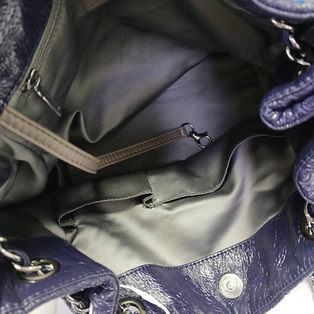Quilted Calfskin Top Handle Bag Blue
