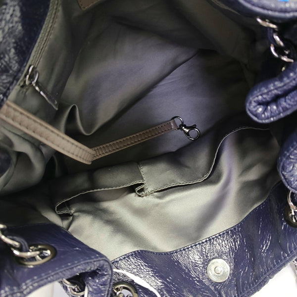 Quilted Calfskin Top Handle Bag Blue