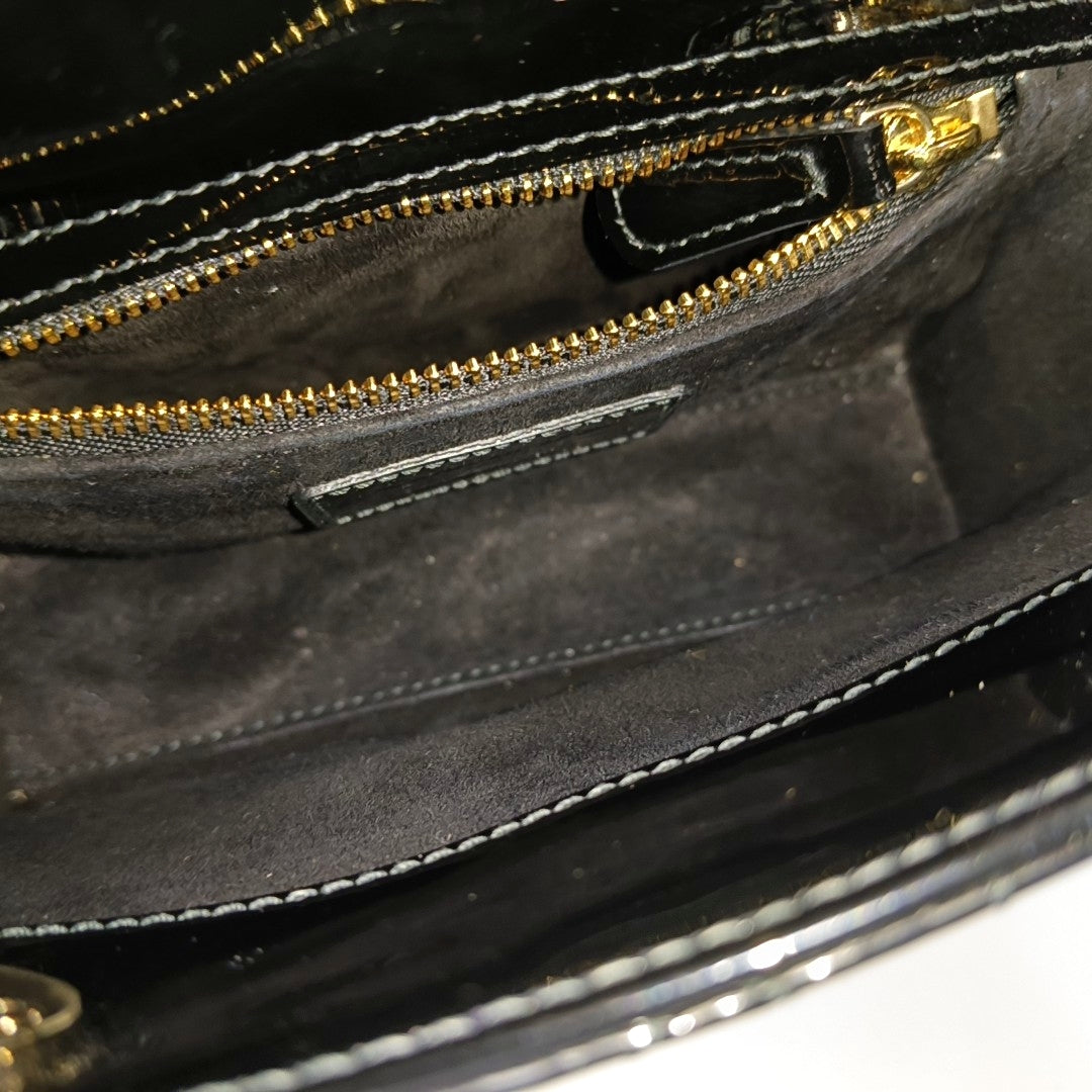 Lady Dior Mini Cannage Patent Leather Black