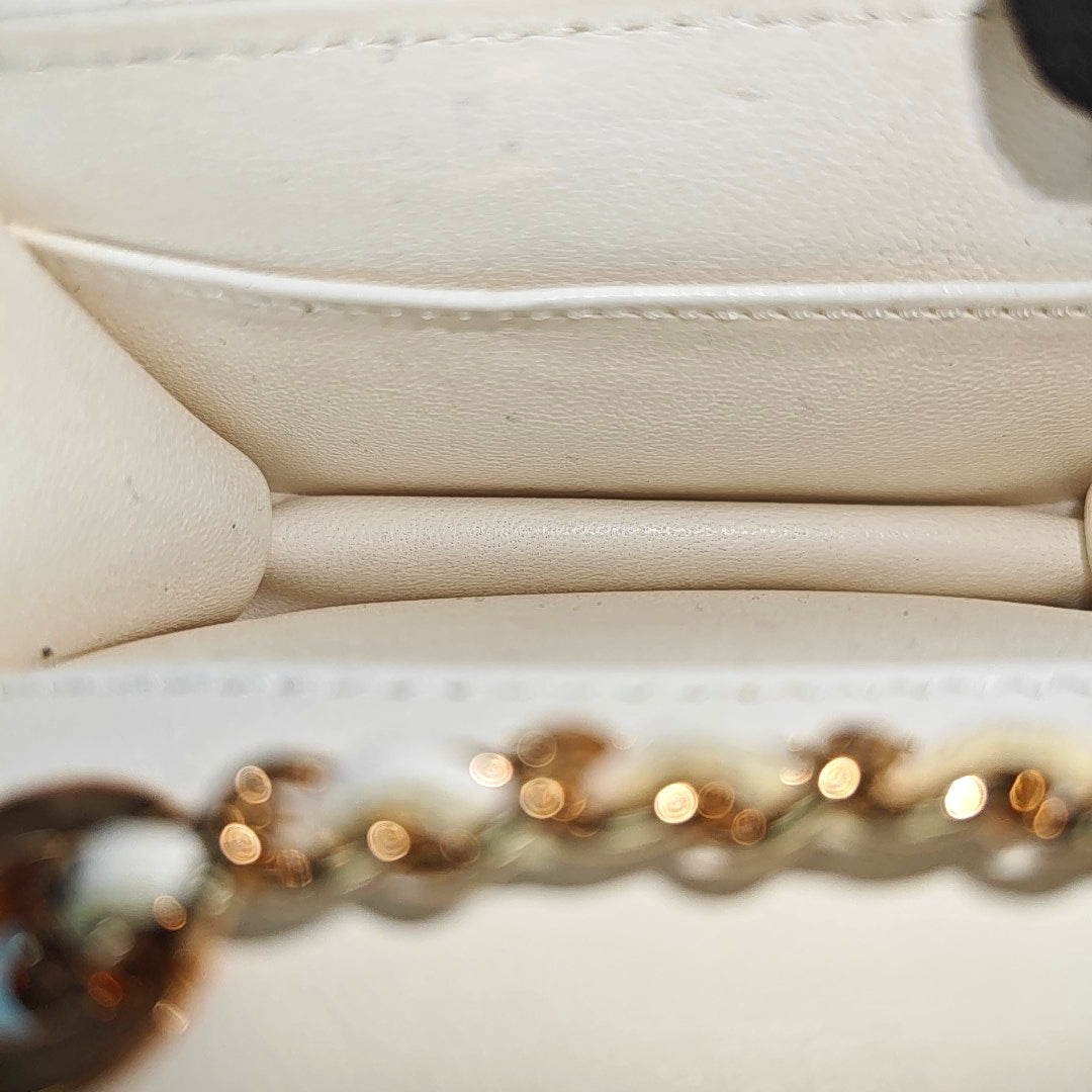Quilted Lambskin Shoulder Bag White