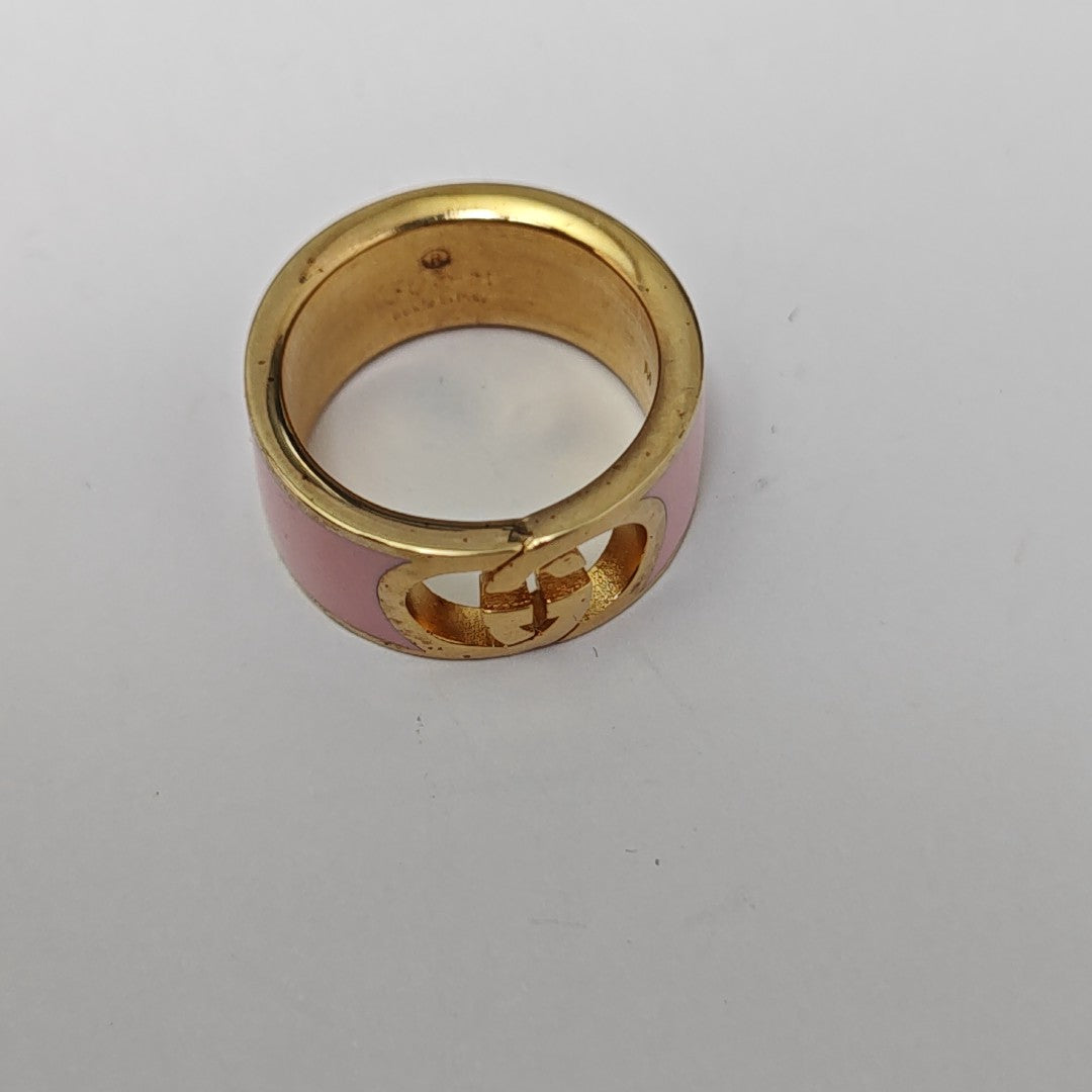 Interlocking G Metal Red Ring EU 56