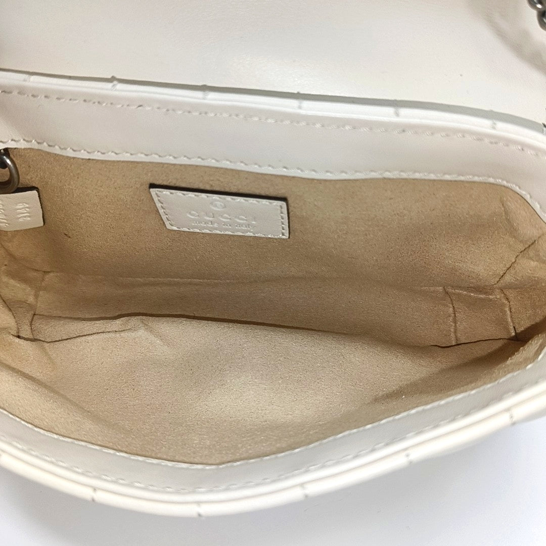 GG Marmont Mini Quilted Calfskin White